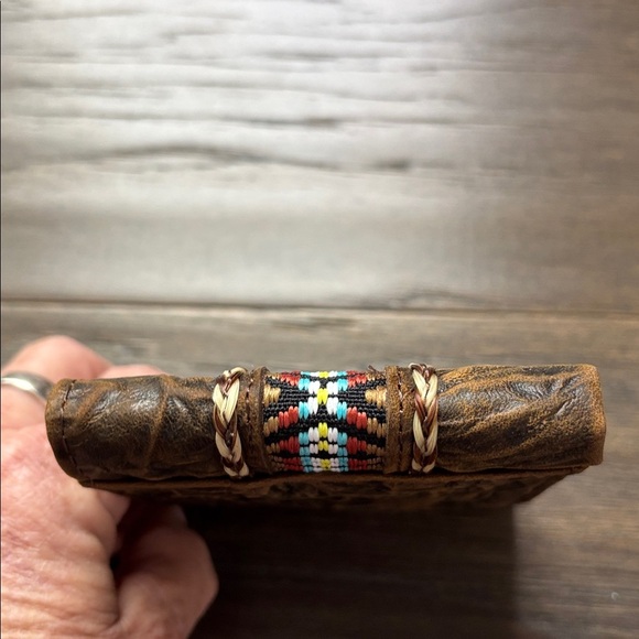 Justin Bi-fold Horse Hair braid on textured genuine leather,RFID,3 card,2 bill - Picture 5 of 14